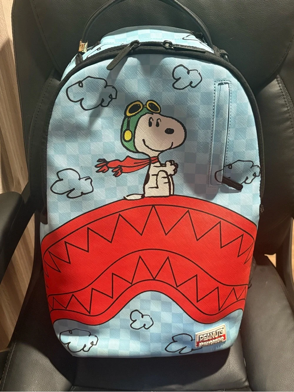 Peanuts Kids Backpack with Snoopy Aviator - Light Blue, Red & Black